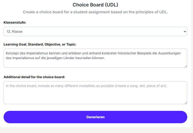 Choice Boards im Unterricht 12