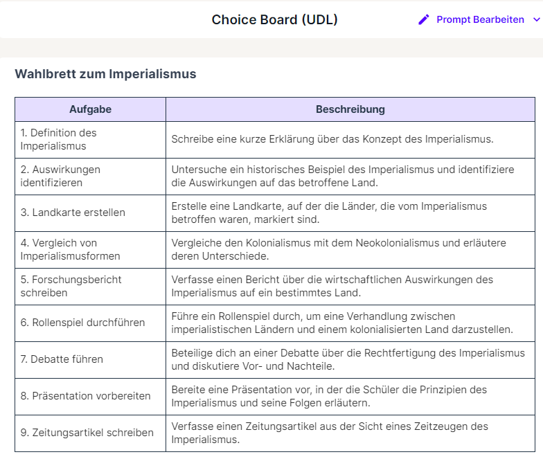 Choice Boards im Unterricht 13