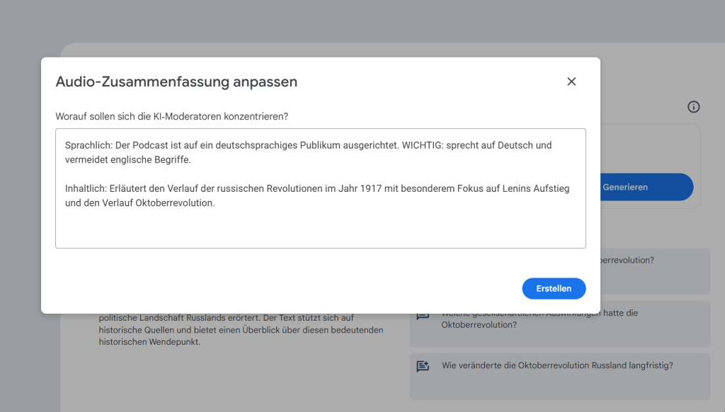 NotebookLM - KI-generierte Podcasts aus Materialien erstellen 6