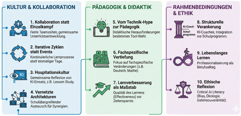 Fortbildung, Professionalisierung und strukturelle Probleme im Kontext von KI und Schule - 10 Vorschläge aus der Praxis 2